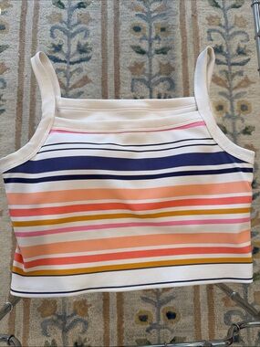 Z Supply Multicolor Striped Cropped Tank with built in bra